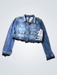akdmks Denim Jacket with Lace Trim