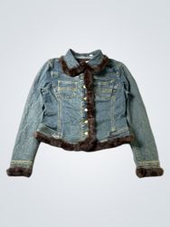 VEX JEANS Denim Jacket with Fur Trim