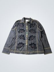 GRAFF WEAR Women's Denim Jacket with Floral Embroi..