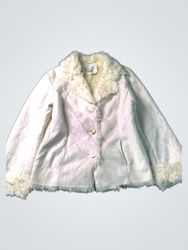 Coldwater Creek White Faux Fur Trim Jacket