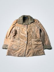 WEST Women's Brown Velvet Faux Fur Trimmed Jacket