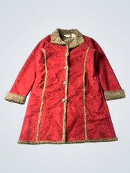 L.L. Bean Red Faux Suede Sherpa Lined Coat