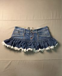 Diesel Women's Ruffled Denim Mini Skirt