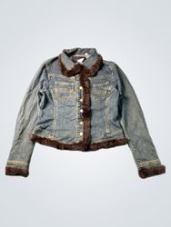 Vex Jeans Denim Jacket with Fur Trim