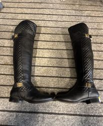 Black Quilted Over-the-Knee Boots