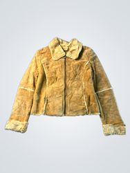 WINLIT Women's Faux Suede Shearling Trim Jacket