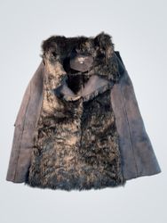 Dash by Kardashian Black Faux Fur Trimmed Vest