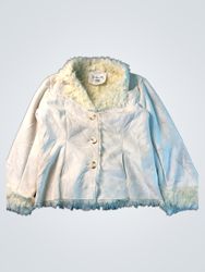 White Faux Fur Trimmed Jacket