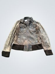 Brown Leather Bomber Jacket