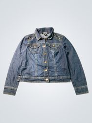 Denim Jacket with Studded Shoulders