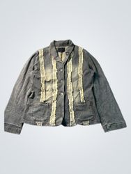 Denim Jacket with Ruffled Embellishments