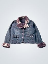 Denim Jacket with Faux Fur Trim