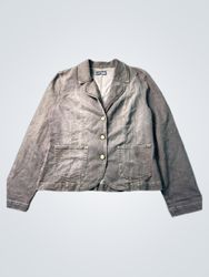 Women's Grey Denim Blazer with Rhinestone Pockets