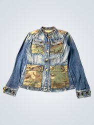 Denim Jacket with Camouflage Pockets