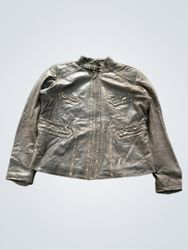 Brown Leather Jacket with Studs