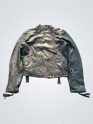 JUST STYLE Black Leather Biker Jacket