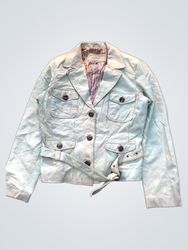 MAURITIUS Women's Light Blue Leather Jacket with B..