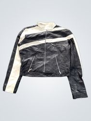 TENAX Made in Italy Black and White Leather Jacket