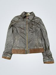 Promod Leather Bomber Jacket