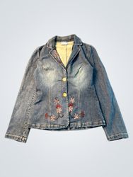 Wallis Denim Jacket with Floral Embroidery