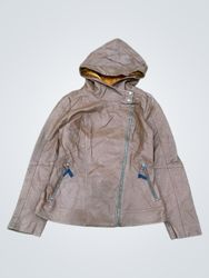 Brown Faux Leather Hooded Jacket
