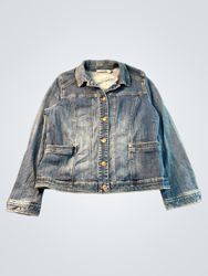 Chico's Denim Jacket with Paisley Back Panel