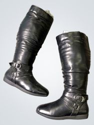 ComfortView Black Ruched Knee-High Boots