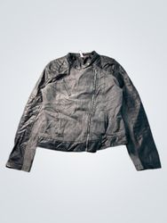 Women's Grey Faux Leather Moto Jacket