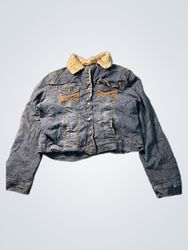 D Jeans Denim Jacket with Fur Collar