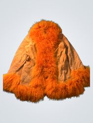 Prandina & Co. Orange Fur Trimmed Suede Jacket