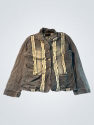 Denim Jacket with Ruffle Detail