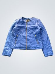 Love Moi Blue Quilted Faux Leather Jacket