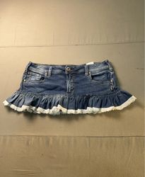 Upcycled Silver Jeans Co. Denim Ruffle Mini Skirt