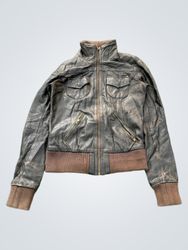Braune Leder-Bomberjacke