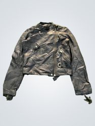Chaqueta biker negra de cuero sintético