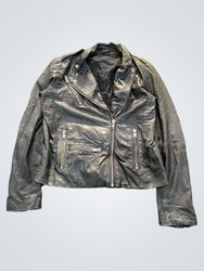 Schwarze Leder-Motorradjacke
