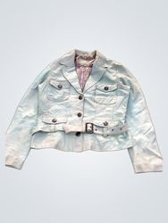 MAURITIUS Women's Light Blue Belted Leather Jacket