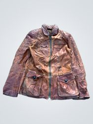Giacca in pelle marrone con tasche