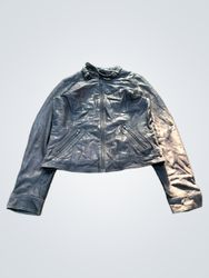 NAF NAF Brown Leather Biker Jacket