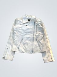SIRICCO White Leather Biker Jacket
