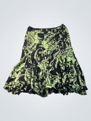 Lola P. Black & Green Paisley Skirt