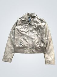 Polo Club Women's Brown Faux Leather Bomber Jacket