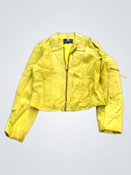 Blue Rise Yellow Leather Jacket