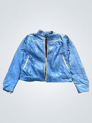 Elba Valentini Blue Leather Jacket