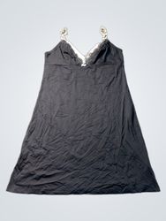 Black Slip Dress with White Lace Trim