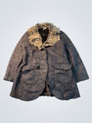 MOMPOW Faux Fur Trimmed Coat