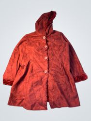 d&co denim + company burgundy hooded coat
