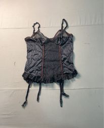 Black Corset with Red Trim and Garters