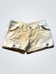 Women's Tan Cargo Shorts with Brown Trim