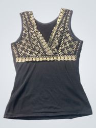 Black Tank Top with Lace Trim